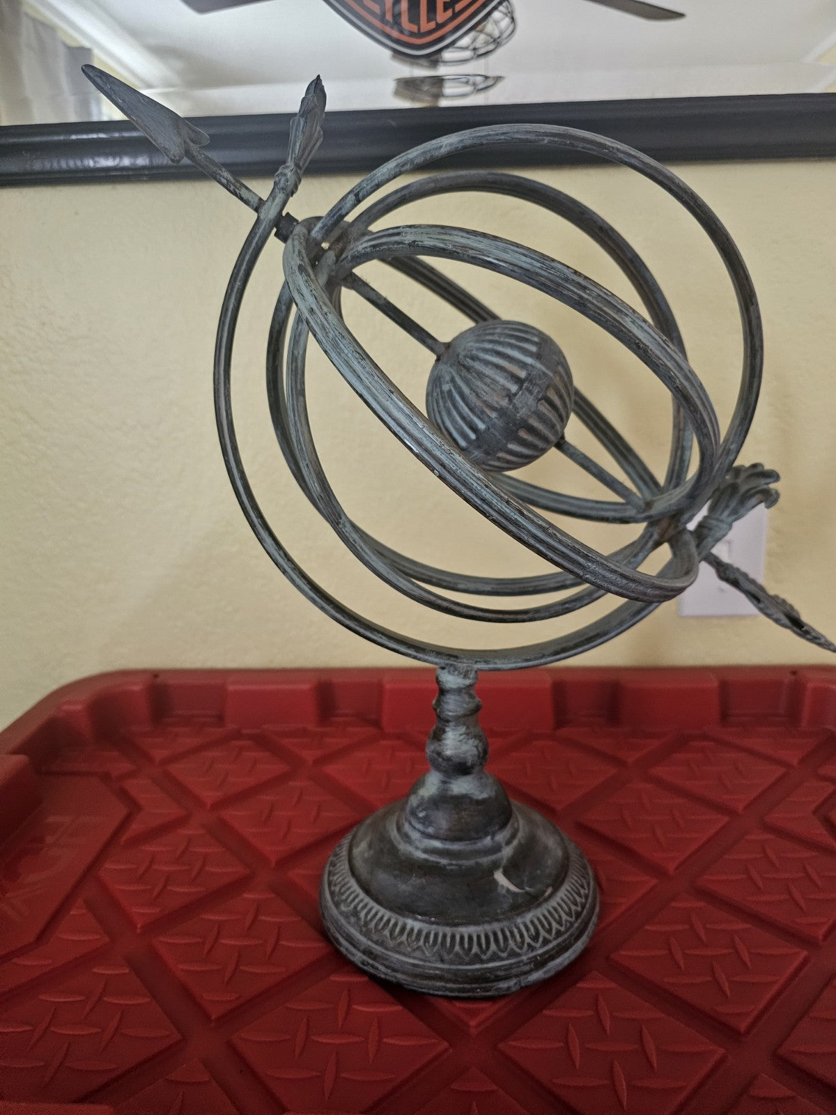 Vintage Wrought Iron armillary sphere or decorative sundial piece of art