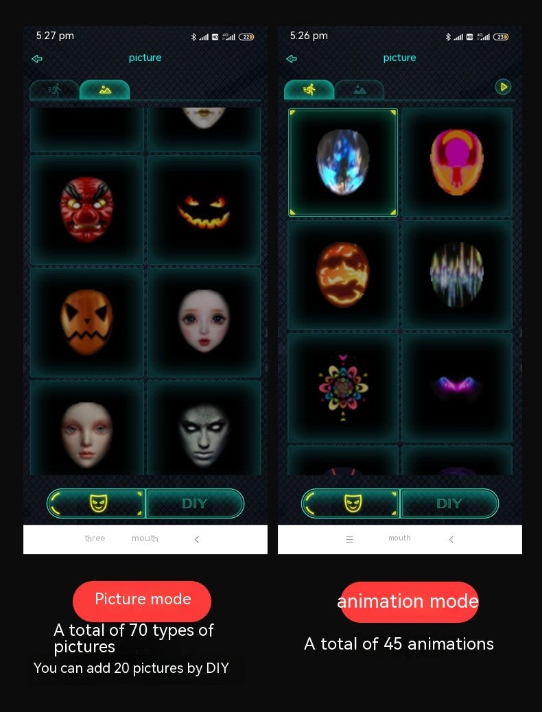 Halloween Face Masks Full Color LED Luminous Mask Face Changing Mask Party Bar P