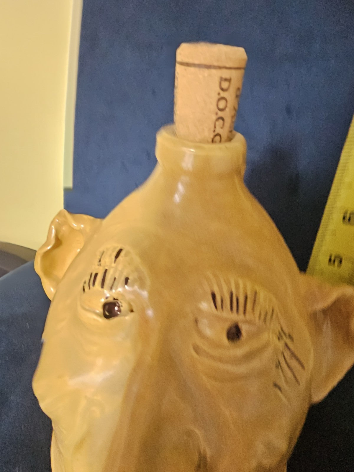 Vintage Art Moonshine jug or handmade clay sculpture a head with a cork