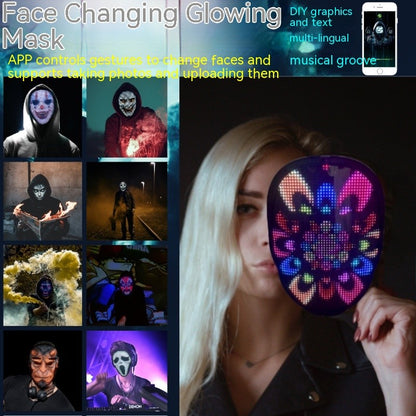 Halloween Face Masks Full Color LED Luminous Mask Face Changing Mask Party Bar P
