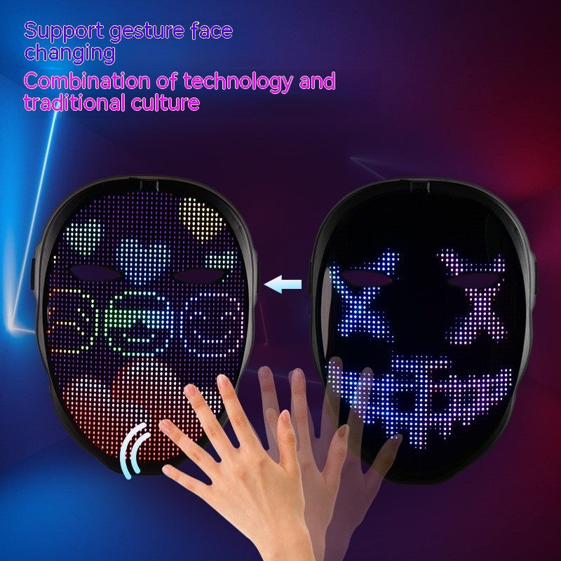 Halloween Face Masks Full Color LED Luminous Mask Face Changing Mask Party Bar P