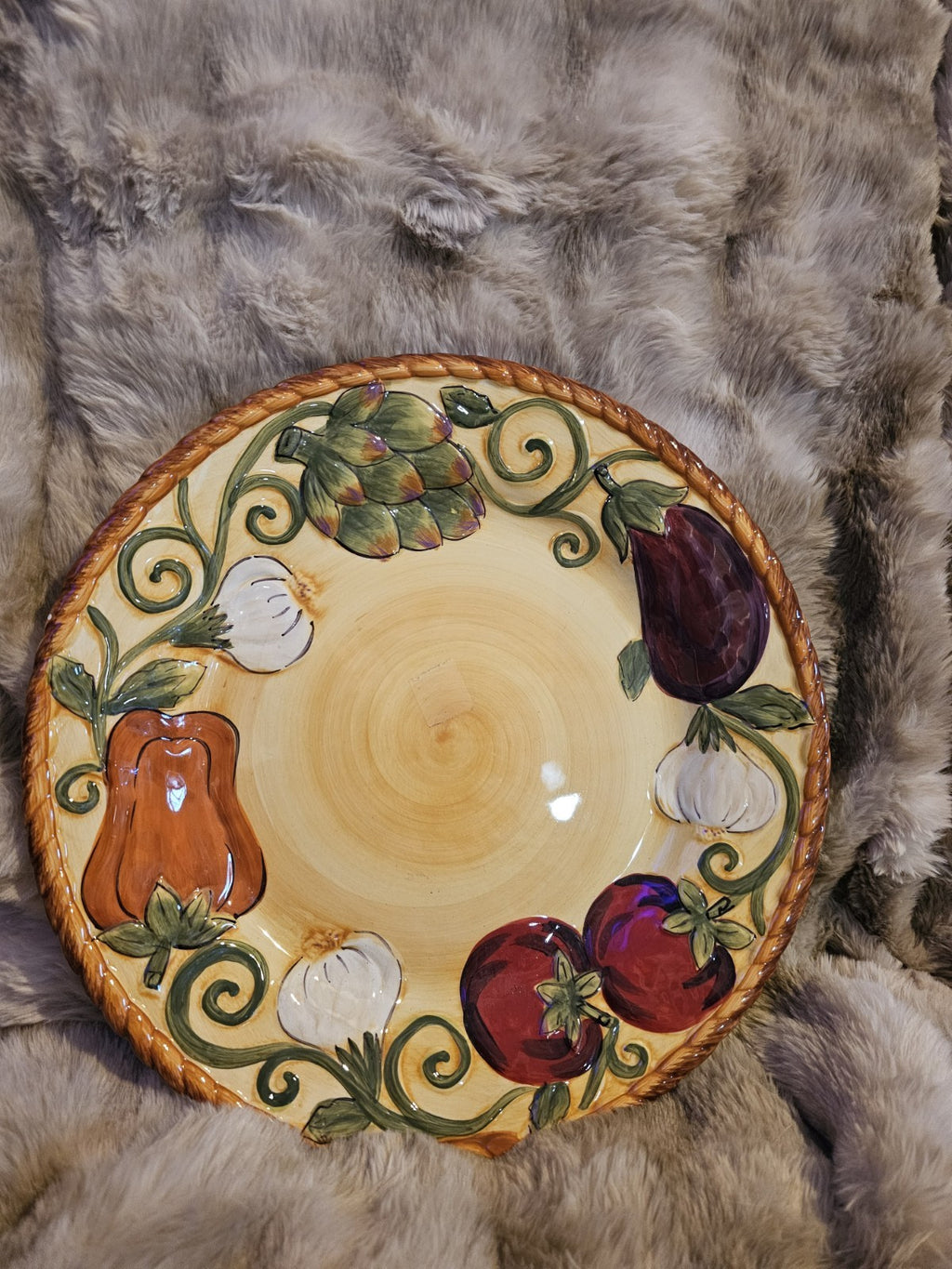Plate Beautiful Handmade and hand painted Gallery Tuscan Veggie 11" plate
