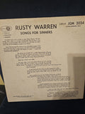 Music Rusty Warren- Songs for Sinners 1961 JGM-2034 Vinyl 12'' Vintage