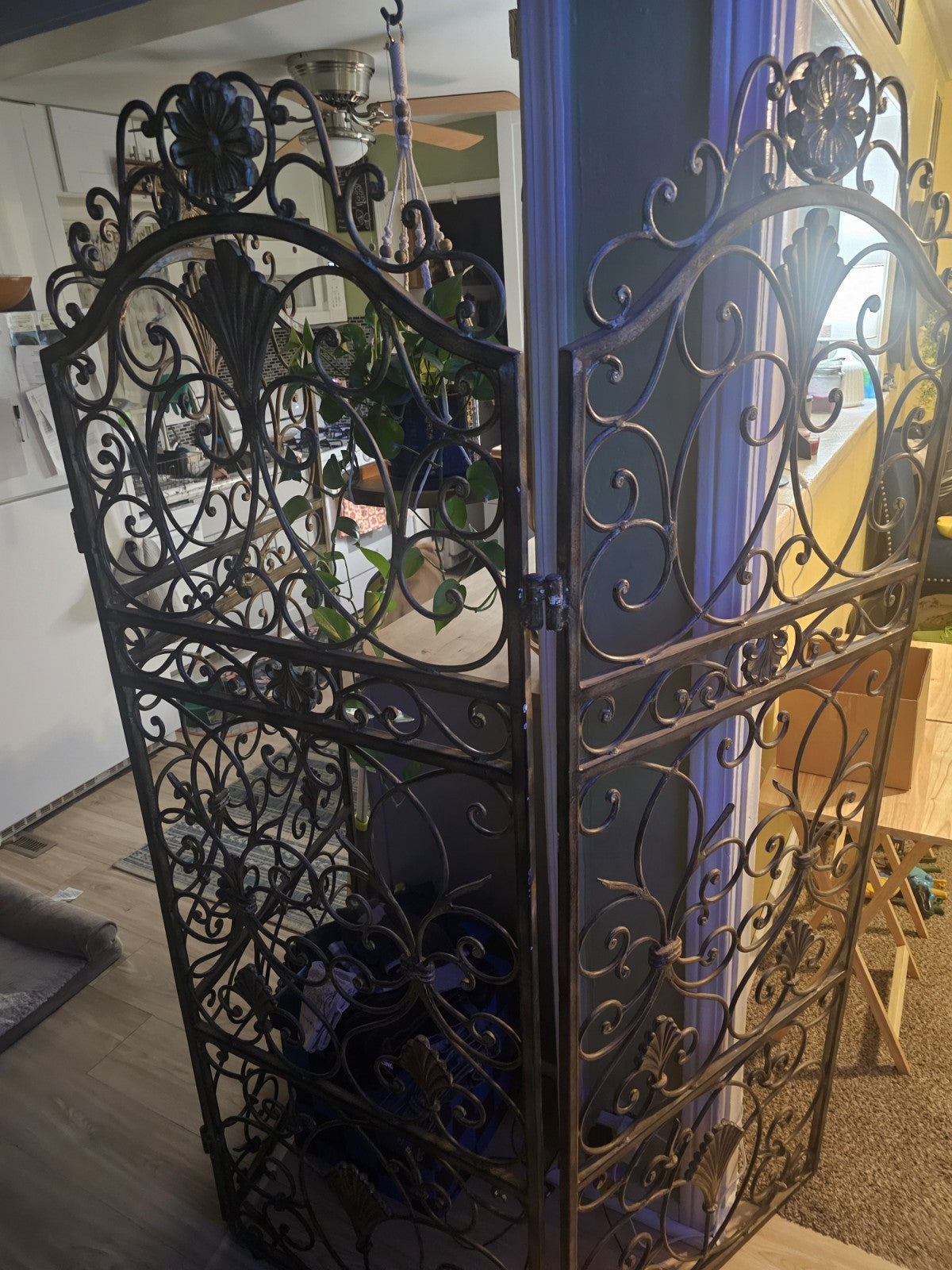 Vintage Wrought Iron 3-piece room divider VERY HEAVY