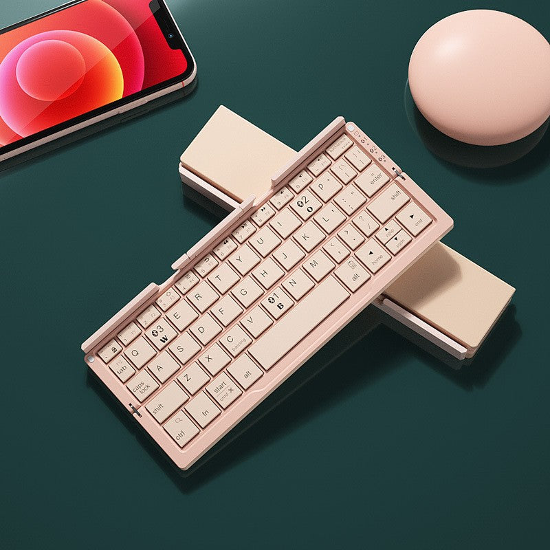 Mini Folding Bluetooth Keyboard Wireless Keypad Support3 Devices With Stand Rech