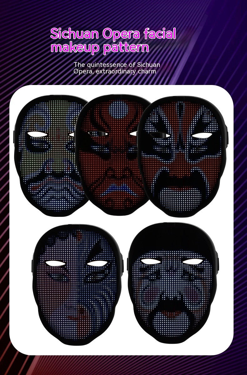 Halloween Face Masks Full Color LED Luminous Mask Face Changing Mask Party Bar P