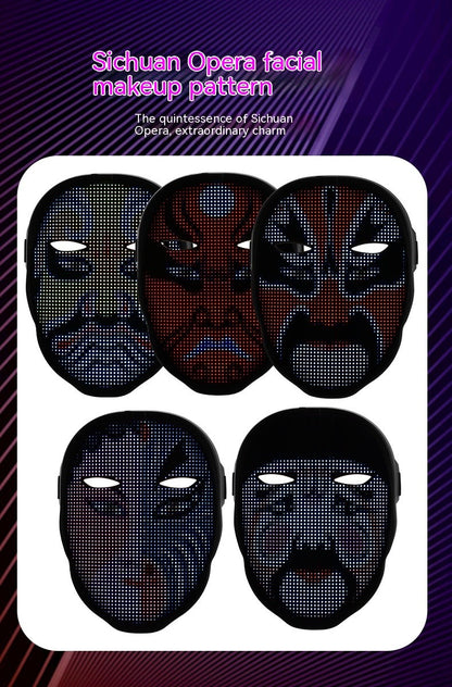 Halloween Face Masks Full Color LED Luminous Mask Face Changing Mask Party Bar P