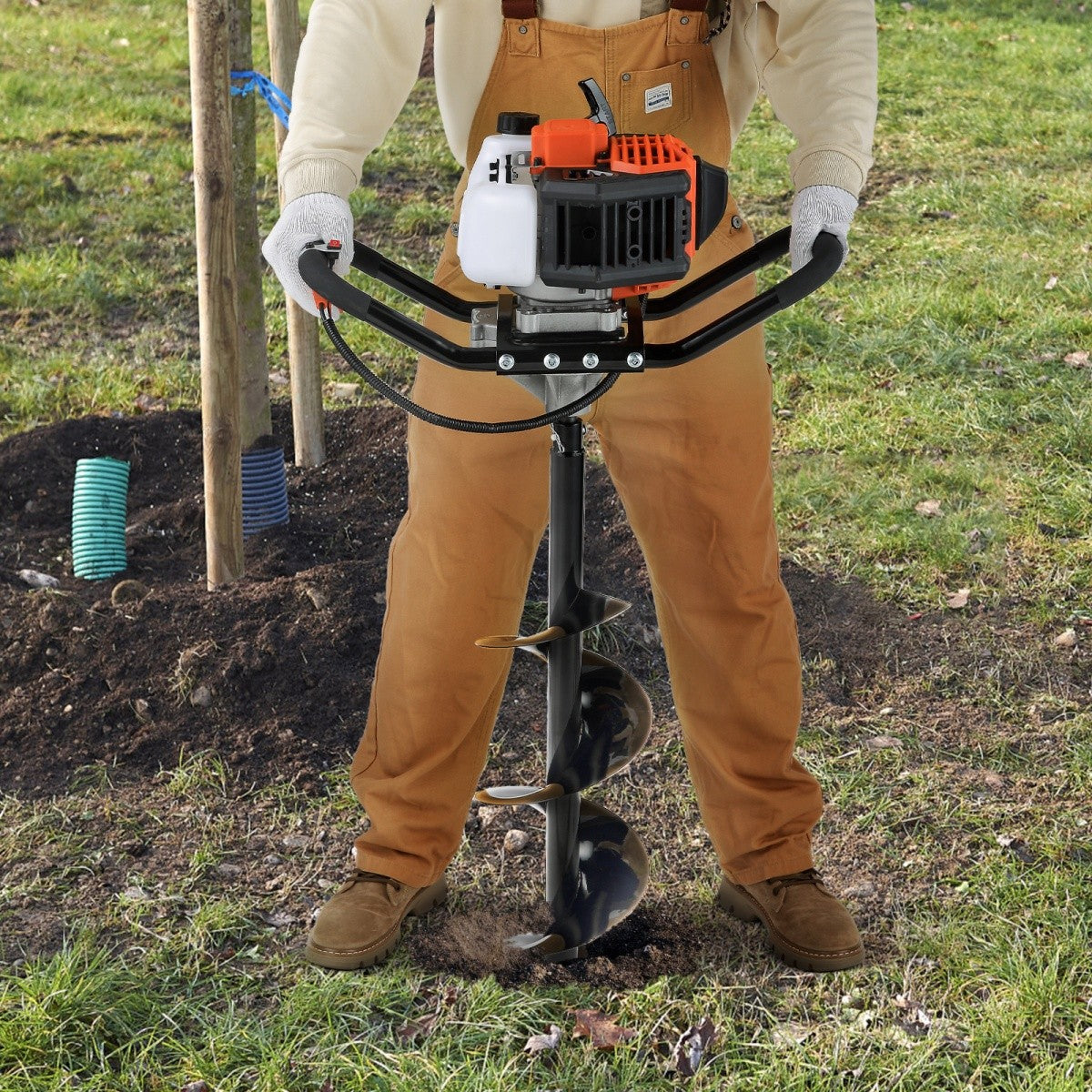VEVOR Post Hole Digger, 43cc 1250W Auger Post Hole Digger, Gas Powered Earth Dig