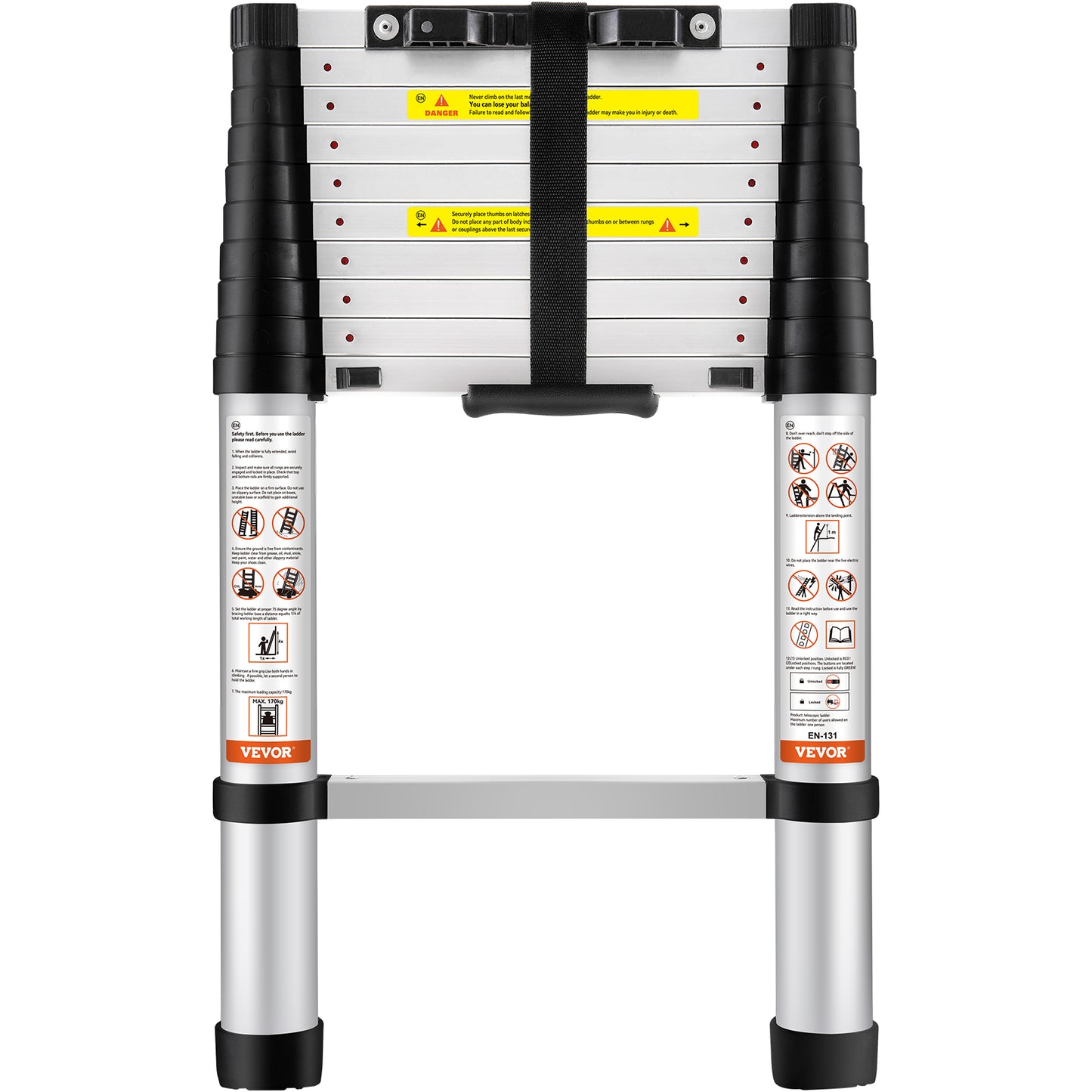 VEVOR Telescoping Ladder Aluminum Extension Step 10.5 Ft Multi-purpose Portable