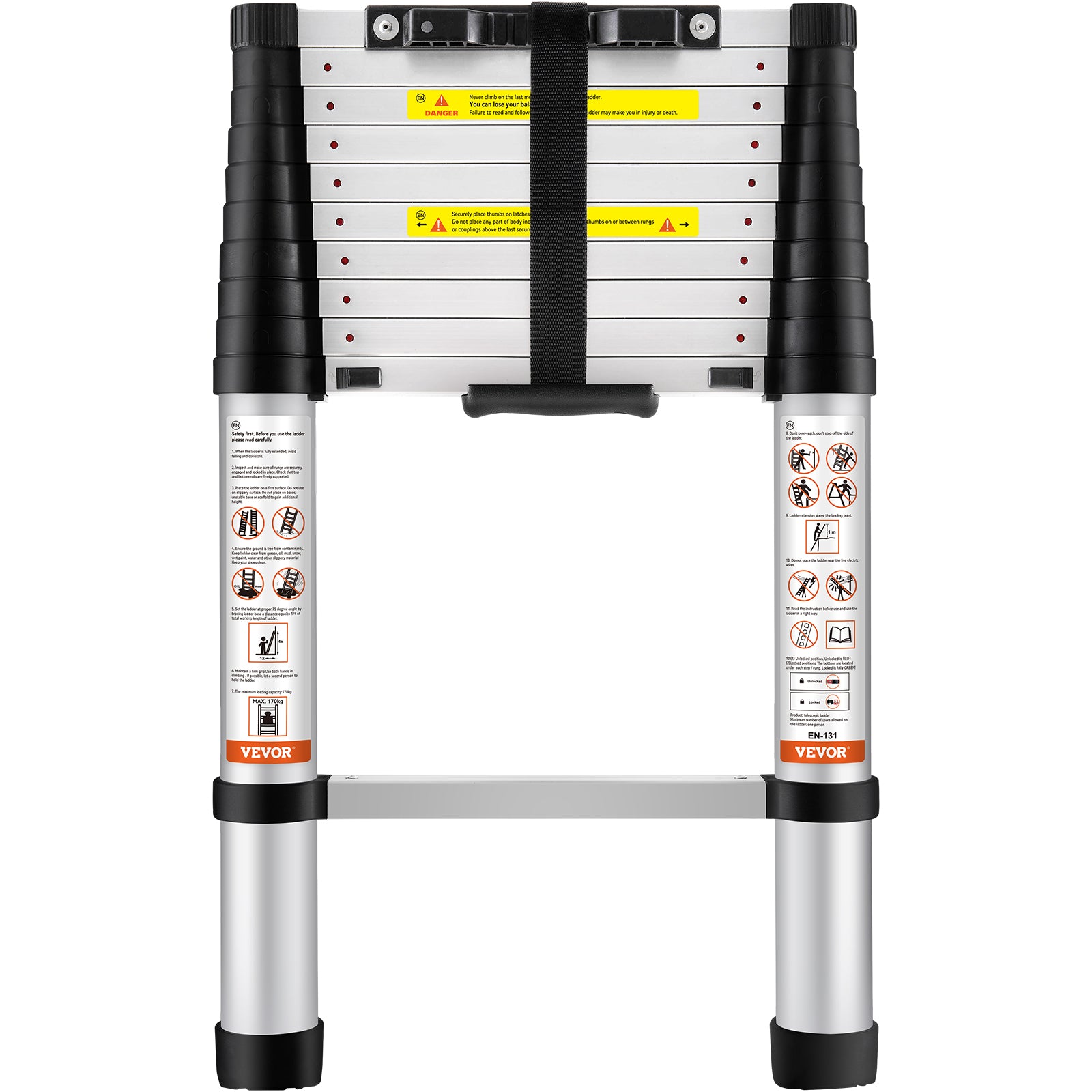 VEVOR Telescoping Ladder Aluminum Extension Step 10.5 Ft Multi-purpose Portable