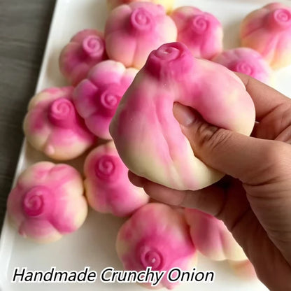 Onion Shaped Squishy Crunch Squeeze Toy, Round Block Filled Stress Relief Toy, Non-Resilient Fidget Sensory Toy, Creative Gift