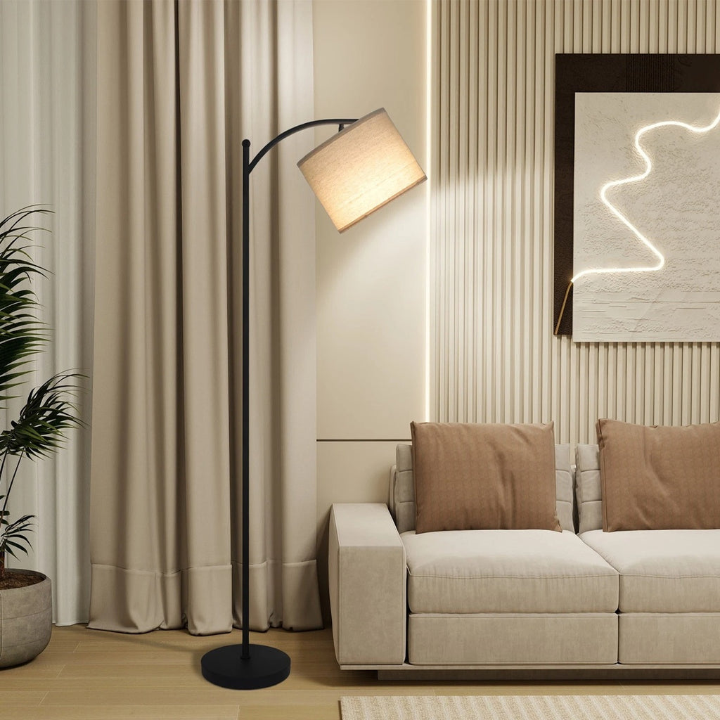 Floor Lamp Free Standing Light With Bulb Linen Shade Remote Control Bedroom