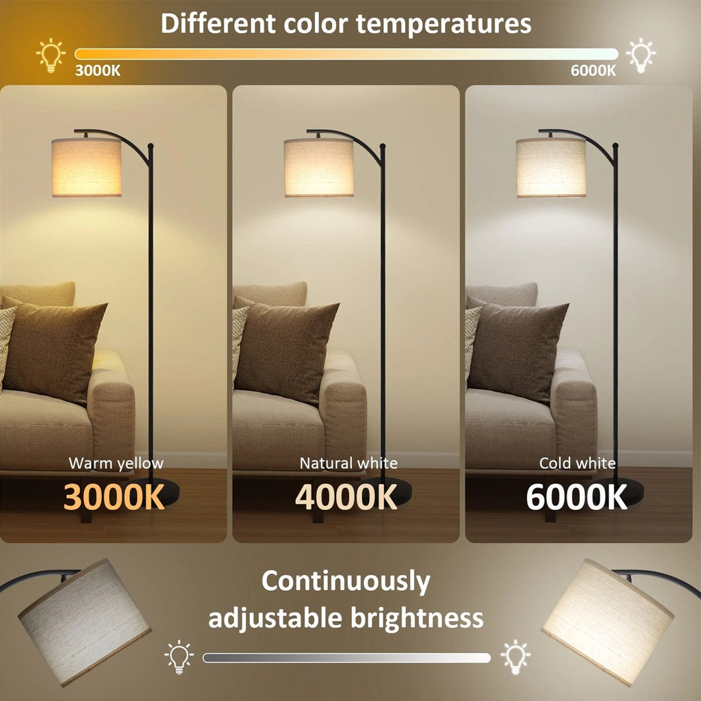 Floor Lamp Free Standing Light With Bulb Linen Shade Remote Control Bedroom