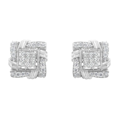 .925 Sterling Silver 1/2 Cttw Round-Cut Diamond Stud Earrings (I-J Color, I1-I2 Clarity)