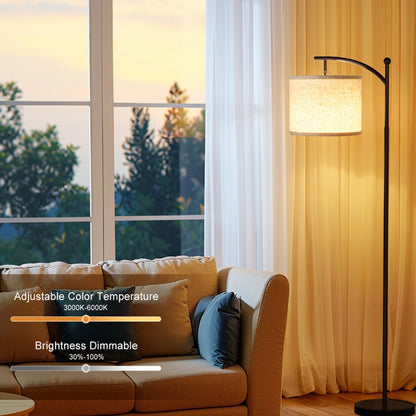 Floor Lamp Free Standing Light With Bulb Linen Shade Remote Control Bedroom