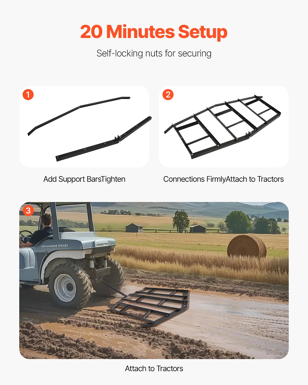 Drag Harrow Width Tow Behind Drag Harrow Steel Gravel Grader ATV UTV