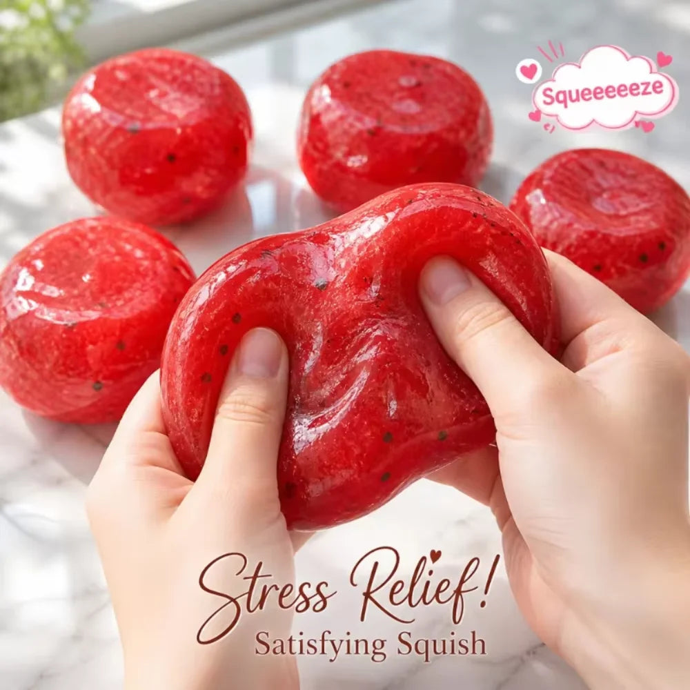Handmade Watermelon Slushy Squishy Toy Soft Slow Rebound Stress Relief ADHD Squeeze Toy Realistic Fruit Model Adult Gift