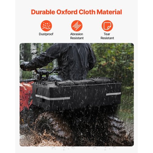 ATV Rear Storage Bag, 60L ATV Rear Cargo Storage Bag with Backrest & Waterproof Cover, 600D Oxford Cloth Rear Seat Gear Bag Fit Most ATVs with Rear Rack, Compatible with ATV, UTV, Can-Am Vehicle