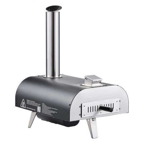 Outdoor Pizza Oven, 12 in Wood Fired Pizza Ovens, Pellet Pizza-Stove with Thermometer & Electric Rotation, Portable Pizza-Maker for Outside Backyard Patio Camping, Pizza-Stone, Carry Bag, Shovel