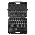 3/8" Drive Impact Socket Set, SAE 1/4"-3/4" and Metric 6-19mm 90 Piece Socket Set, 6 Point Cr-Mo Alloy Steel for Auto Repair, Includes Extension Bars Universal Joint Adapter Lock Storage Case