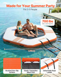 Inflatable Floating Dock, 8.5x8.5 FT Inflatable Dock Platform, Non-Slip Water Mat with Portable Carrying Bag & Detachable Ladder, Floating Water Platform Island Raft for Pool Beach Ocean, Orange