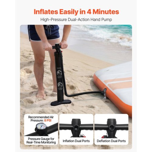 Inflatable Floating Dock, 8.5x8.5 FT Inflatable Dock Platform, Non-Slip Water Mat with Portable Carrying Bag & Detachable Ladder, Floating Water Platform Island Raft for Pool Beach Ocean, Orange