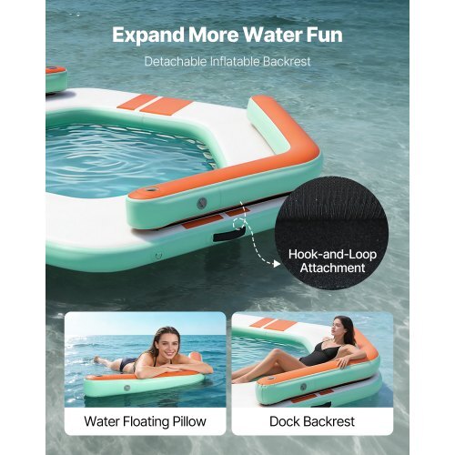 Inflatable Floating Dock, 8.5 x 8.5 FT Inflatable Dock Platform, Non-Slip Water Air Mat with Portable Carrying Bag and Detachable Ladder, Floating Water Platform Island Raft for Pool Beach Ocean