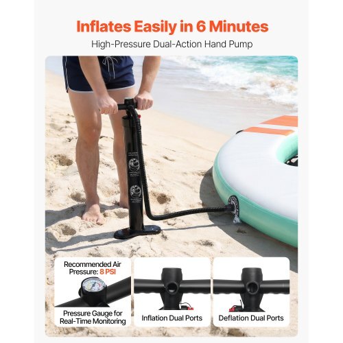 Inflatable Floating Dock, 10x8 FT Round Inflatable Dock Platform, Non-Slip Water Air Mat with Portable Carrying Bag & Detachable Ladder, Floating Water Platform Island Raft for Pool Beach Ocean