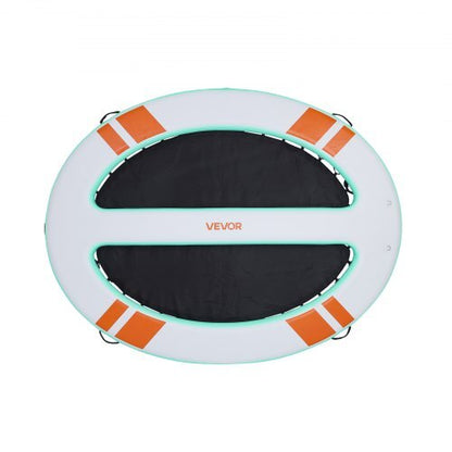 Inflatable Floating Dock, 10x8 FT Round Inflatable Dock Platform, Non-Slip Water Air Mat with Portable Carrying Bag & Detachable Ladder, Floating Water Platform Island Raft for Pool Beach Ocean