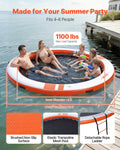 Inflatable Floating Dock, 10 FT Inflatable Dock Platform, Non-Slip Water Air Mat with Portable Carrying Bag & Detachable Ladder, Floating Water Platform Island Raft for Pool Beach Ocean, Orange