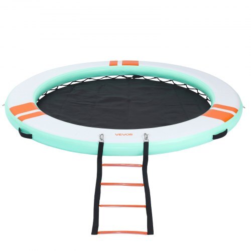 Inflatable Floating Dock, 10FT Round Inflatable Dock Platform, Non-Slip Water Floating Mat with Portable Carrying Bag & Detachable Ladder, Platform Island Raft for Pool Beach Ocean