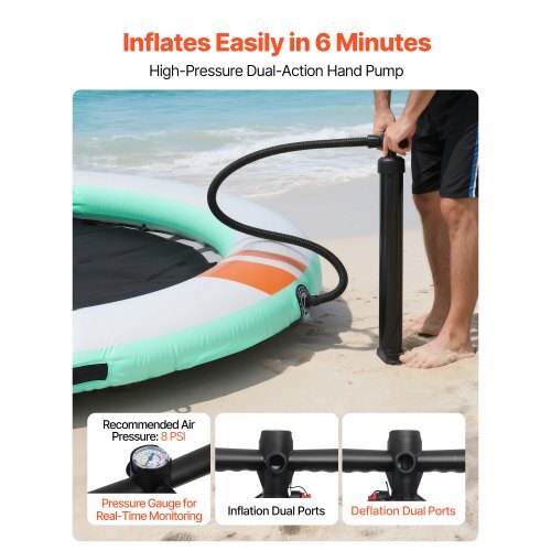 Inflatable Floating Dock, 12 FT Round Inflatable Dock Platform, Non-Slip Water Air Mat with Portable Carrying Bag and Detachable Ladder, Floating Water Platform Island Raft for Pool Beach Ocean