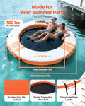 Inflatable Floating Dock, 8 FT Inflatable Dock Platform, Non-Slip Water Air Mat with Portable Carrying Bag and Detachable Ladder, Floating Water Platform Island Raft for Pool Beach Ocean, Orange