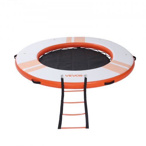 Inflatable Floating Dock, 8 FT Inflatable Dock Platform, Non-Slip Water Air Mat with Portable Carrying Bag and Detachable Ladder, Floating Water Platform Island Raft for Pool Beach Ocean, Orange