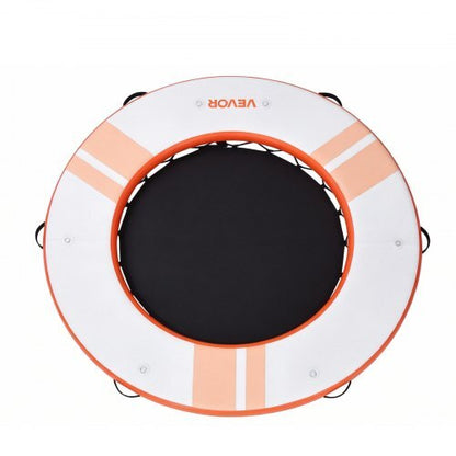 Inflatable Floating Dock, 8 FT Inflatable Dock Platform, Non-Slip Water Air Mat with Portable Carrying Bag and Detachable Ladder, Floating Water Platform Island Raft for Pool Beach Ocean, Orange