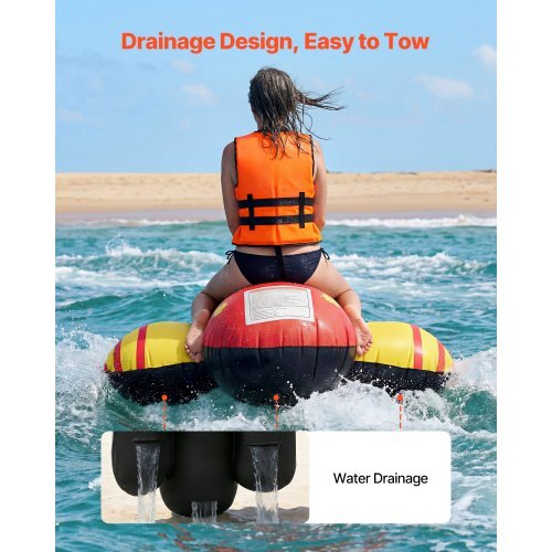 Towable Tubes for Boating, 5 Riders Inflatable Boat Tubes and Towables, 850 lbs Capacity Water Sport Tube for Boat to Pull - with Full Nylon Cover, Padded Grip Handles & Safety Valve