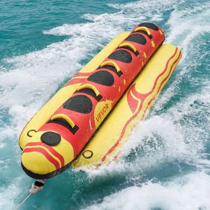 Towable Tubes for Boating, 5 Riders Inflatable Boat Tubes and Towables, 850 lbs Capacity Water Sport Tube for Boat to Pull - with Full Nylon Cover, Padded Grip Handles & Safety Valve