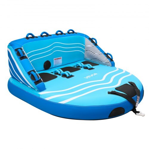Towable Tubes for Boating, 3-Rider Inflatable Towable Tube for Boat to Pull, 510 lbs Capacity Water Sports Boating Tubes - with Full Nylon Cover, Dual Tow Points, Safety Valve & Padded Handles
