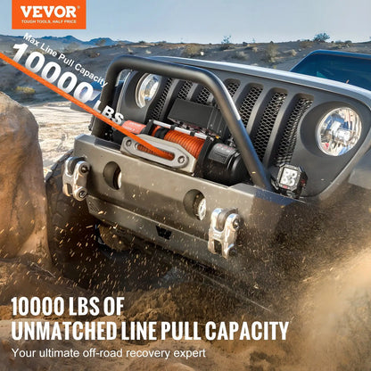 Electric Winch, 10,000 lb, 12V DC Truck Winch with ?7/20 in x 65 ft Synthetic Rope Aluminum Fairlead Wireless & Wired Remote Control, IP55 Waterproof for Towing Off-Road SUV Jeep Trailer Boat