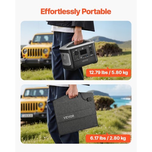 Portable Power Station with 100W Solar Panel, 600W Solar Generator Power Station, 493Wh LiFePO4 Battery Backup with 8 Output Ports for Home Emergency, Outdoor Camping, RV Travel