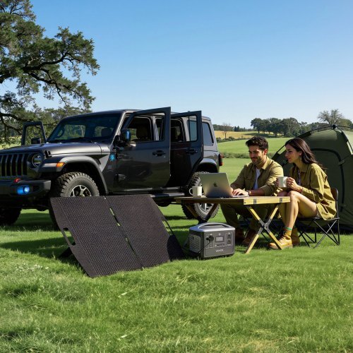 Portable Power Station with 100W Solar Panel, 600W Solar Generator Power Station, 493Wh LiFePO4 Battery Backup with 8 Output Ports for Home Emergency, Outdoor Camping, RV Travel