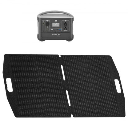 Portable Power Station with 100W Solar Panel, 600W Solar Generator Power Station, 493Wh LiFePO4 Battery Backup with 8 Output Ports for Home Emergency, Outdoor Camping, RV Travel