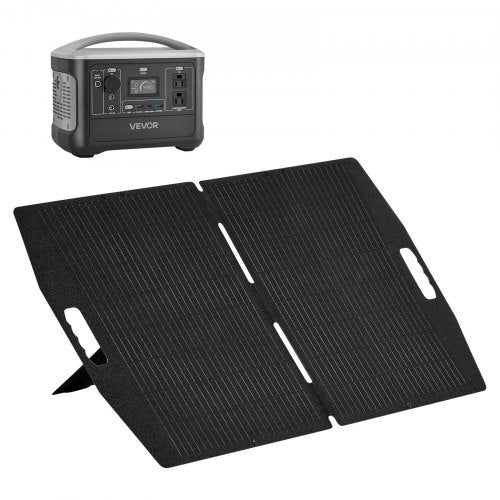 Portable Power Station with 100W Solar Panel, 600W Solar Generator Power Station, 493Wh LiFePO4 Battery Backup with 8 Output Ports for Home Emergency, Outdoor Camping, RV Travel
