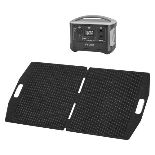 Portable Power Station with 100W Solar Panel, 600W Solar Generator Power Station, 493Wh LiFePO4 Battery Backup with 8 Output Ports for Home Emergency, Outdoor Camping, RV Travel