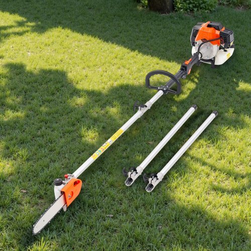Gas Pole Saw, 43CC 2 Stroke Gas Powered Pole Saws with 10 in Cutting Bar, Cordless Tree Trimmer with Rotatable Head, 6.9 to 11.8 ft Extendable, Powerful Chainsaw for Tree Trimming Pruning
