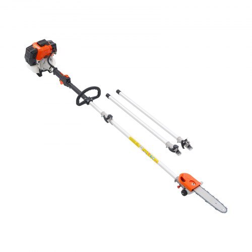 Gas Pole Saw, 43CC 2 Stroke Gas Powered Pole Saws with 10 in Cutting Bar, Cordless Tree Trimmer with Rotatable Head, 6.9 to 11.8 ft Extendable, Powerful Chainsaw for Tree Trimming Pruning