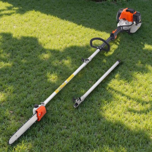 Gas Pole Saw, 52CC 2 Stroke Gas Powered Pole Saws with 14 in Cutting Bar, Cordless Tree Trimmer with 30 fl.oz Fuel Tank, 7.2 to 10 ft Extendable, Powerful Chainsaw for Tree Trimming Pruning