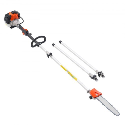 Gas Pole Saw, 25CC 2 Stroke Gas Powered Pole Saws with 12 in Cutting Bar, Cordless Tree Trimmer with 23 fl.oz Fuel Tank, 7 to 12 ft Extendable, Powerful Chainsaw for Tree Trimming Pruning