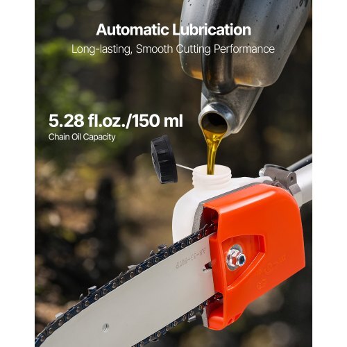 Gas Pole Saw, 25CC 2 Stroke Gas Powered Pole Saws with 8 in Cutting Bar, Cordless Tree Trimmer with 23 fl.oz Fuel Tank, 6.5 to 9 ft Extendable, Powerful Chainsaw for Tree Trimming Pruning