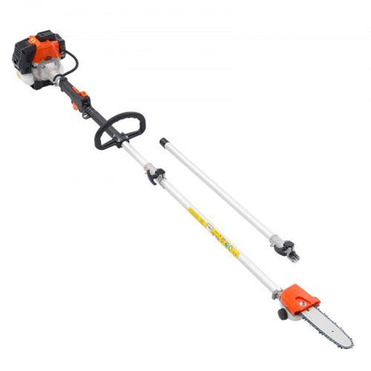 Gas Pole Saw, 25CC 2 Stroke Gas Powered Pole Saws with 8 in Cutting Bar, Cordless Tree Trimmer with 23 fl.oz Fuel Tank, 6.5 to 9 ft Extendable, Powerful Chainsaw for Tree Trimming Pruning
